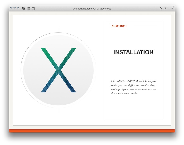 Une capture de notre livre Les nouveautés d'OS X Mavericks dans la deuxième golden master. Remarquez les différents alignements des boutons.