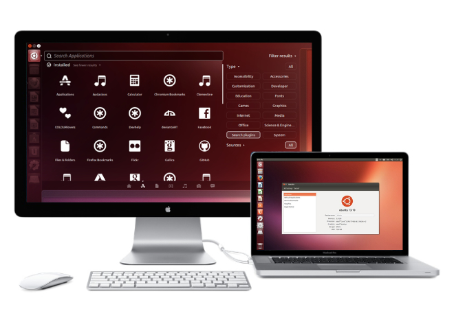 Ubuntu 13.10 sur un Mac avec un écran Thunderbolt. Image MacGeneration.