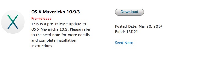 Les développeurs peuvent récupérer la *build* 13D21, alors que les employés d'Apple n'avaient eu le droit qu'à la *build* 13D19.