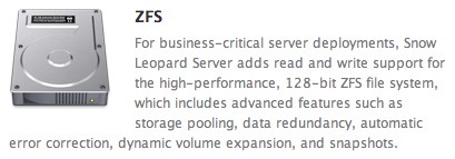 OS X Snow Leopard aurait dû prendre en charge ZFS, avant qu'Apple n'abandonne cette idée.